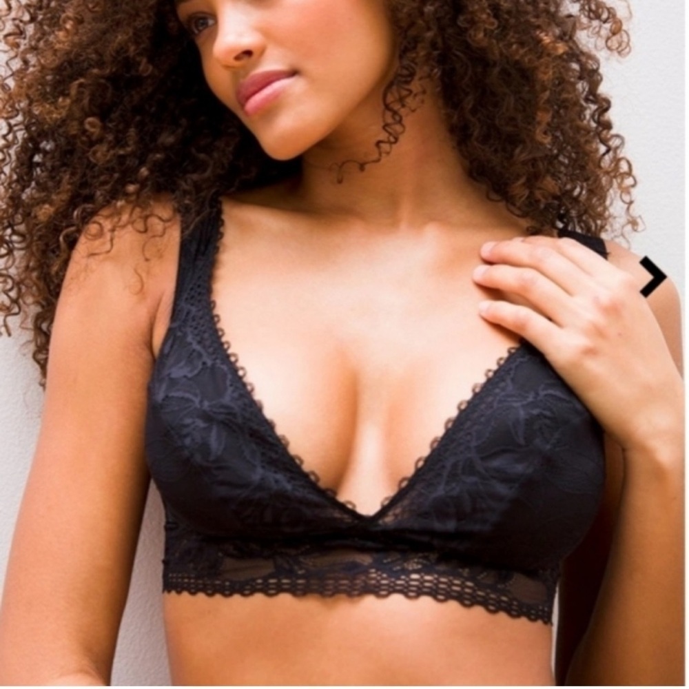 Soma Womens Black Embraceable Lace Plunge Bralette Size XL NEW